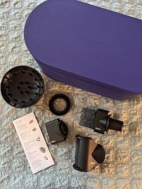 Dyson Hair Dryer Attachments Full Set 5 Pieces + 1 Storage Case Purple